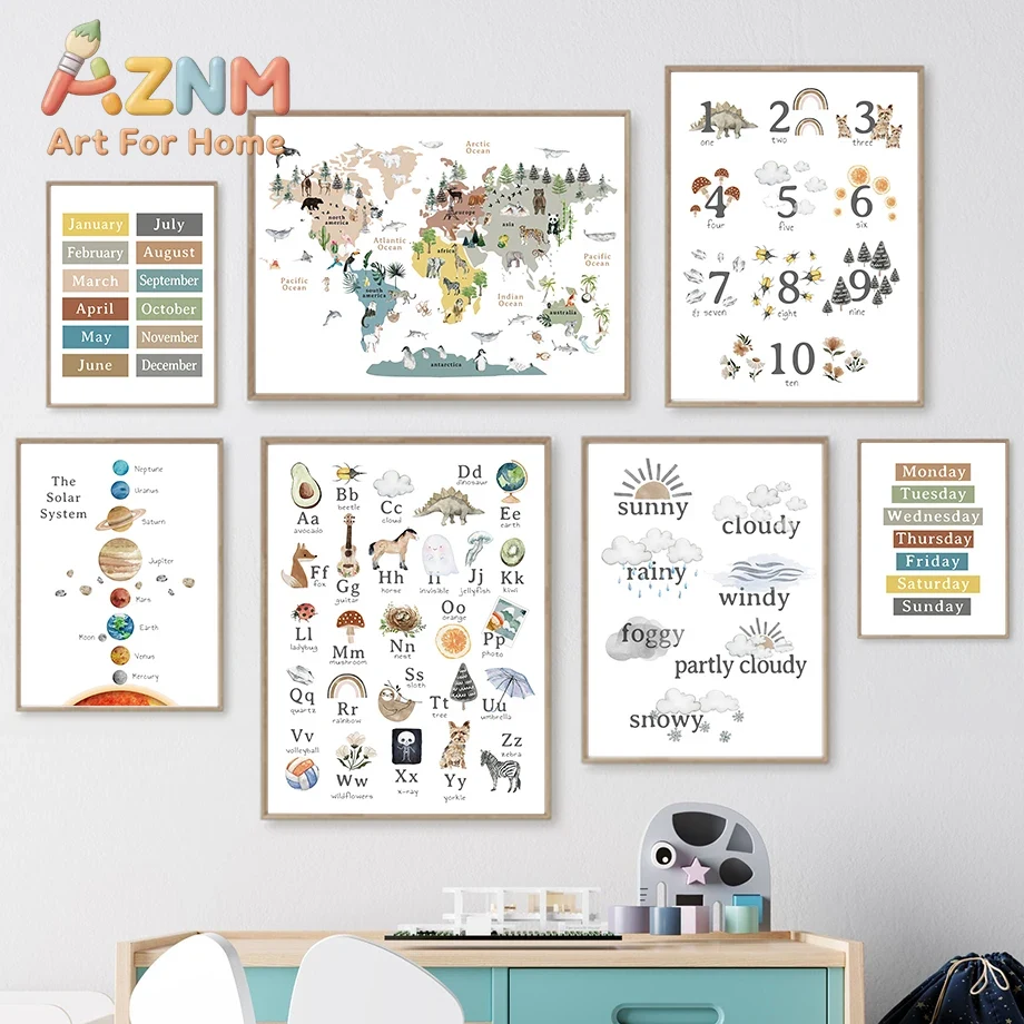 Kids Education Number - Quadro de parede com tema educativo: