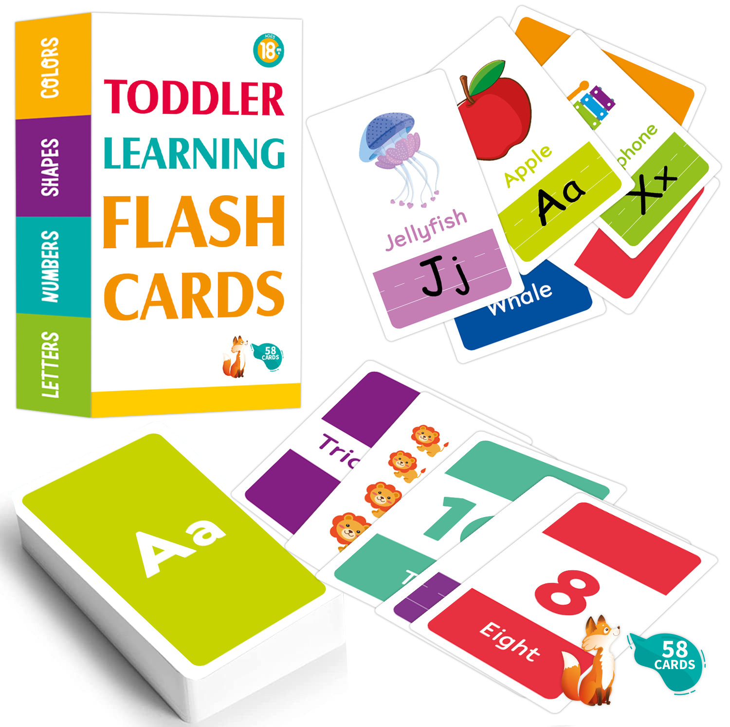 Abc Kids Early Education - 58 pçs abc alfabeto flashcards montessori