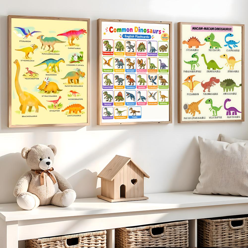 Kids Education Name - Pôster com nomes de dinossauros, quadro