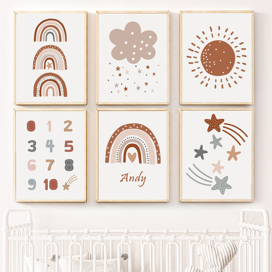 Kids Education Name - Pôster de Berçário Boho, Impressão em