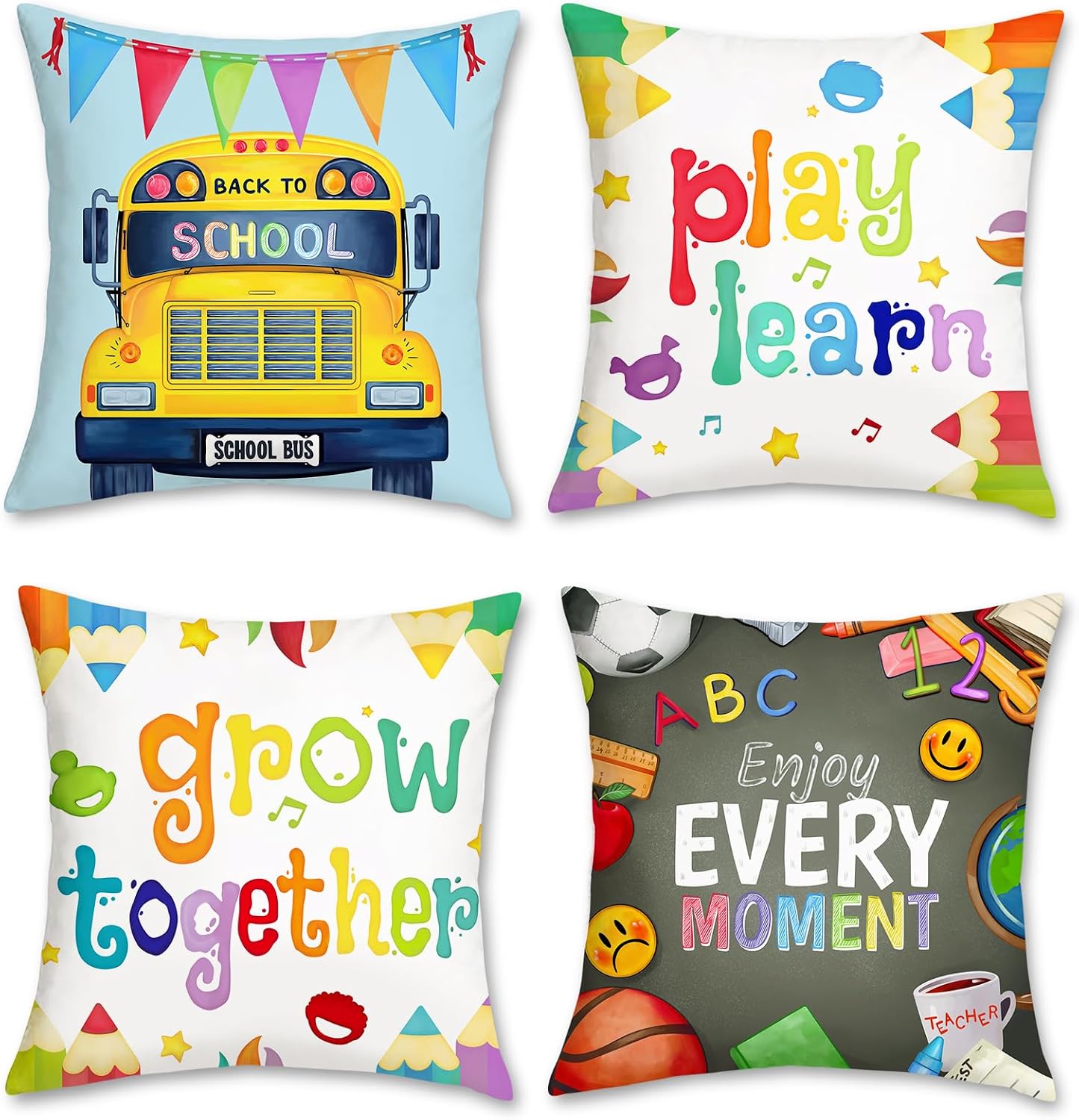 Conjunto de 4 Capas de Almofad - Kids Education Motivation avaliação e preço