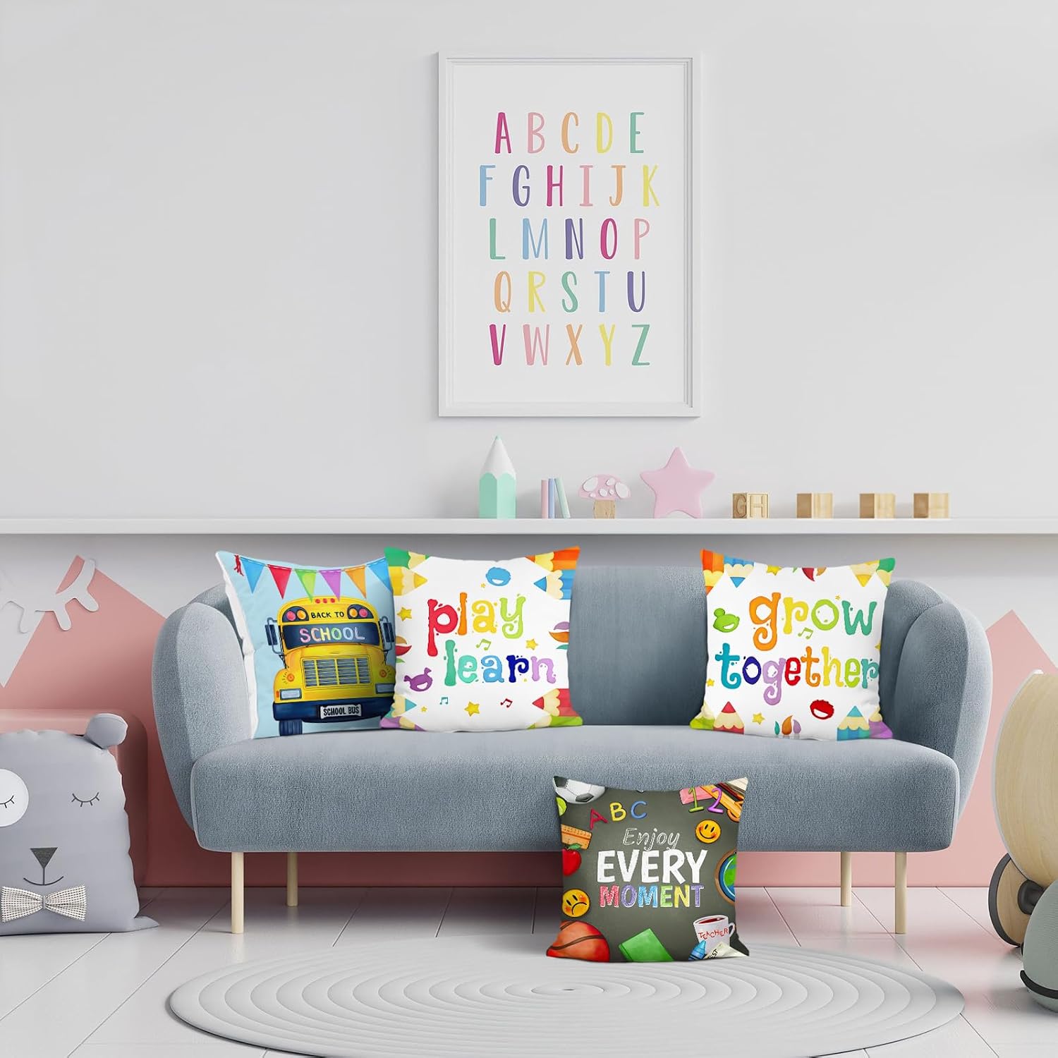Conjunto de 4 Capas de Almofad - Kids Education Motivation avaliação e preço